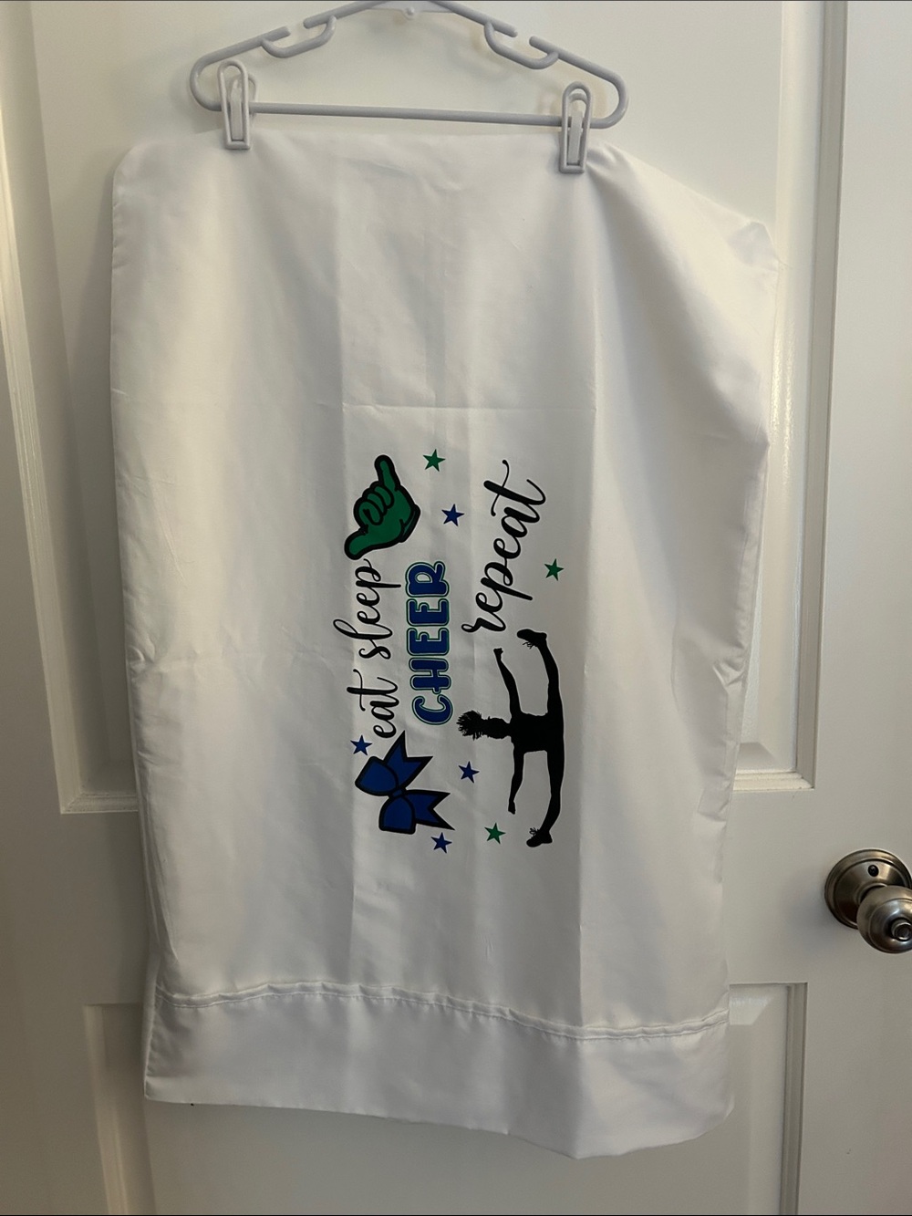 Stingrays Cheer Graphic White Pillowcase - Eat Sleep Cheer Repeat